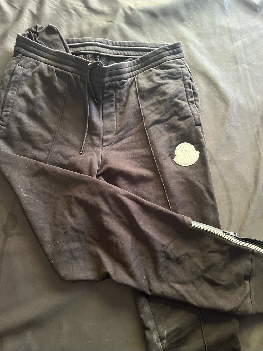 Moncler Men's Dark Brown Logo Jogger Sweatpants with Zipper Cuff